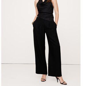 NEW! Banana Republic Black SoHo Wide-Leg Drapey Twill Mid-Rise Pant 10P